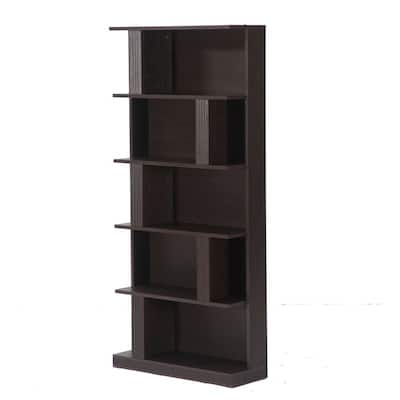 5-Tier Modern Storage Bookshelf, 70-Inch Tall Black Bookcase