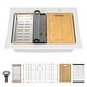 preview thumbnail 3 of 7, 30 x 22 inch White Composite Granite Quartz Drop In Kitchen Sink with Roll-up Rack and Cutting Board
