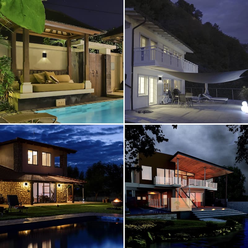 Black Wall Lights Outdoor Waterproof Integrated LED Up and Down Lighting Exterior Sconces Porch Lantern