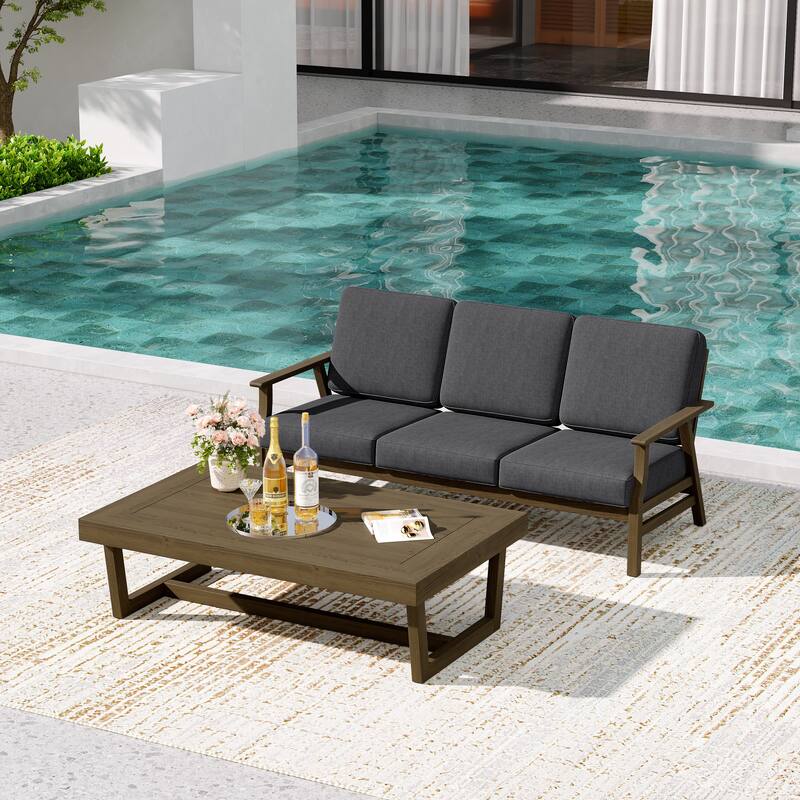 2-Piece Teak Outdoor Sofa Set with Table
