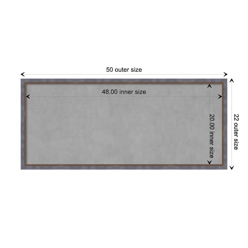 Amanti Art Two Tone Blue Copper Framed Magnetic Board - Board Size 48x20