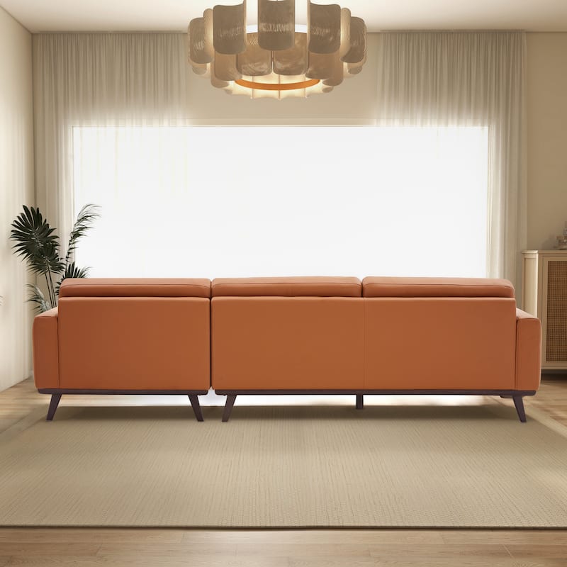 Balton L-Shaped Vegan Leather Sectional in Cognac Tan