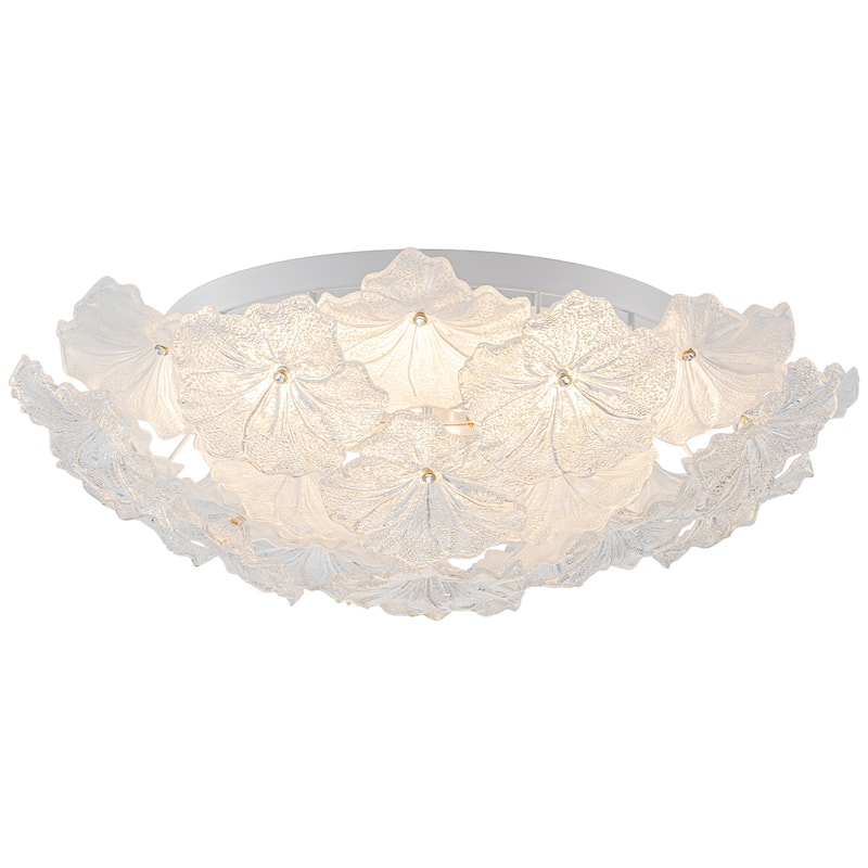 LED Flush Mount Ceiling Light with Clear and Frosted Glass Petal Design
