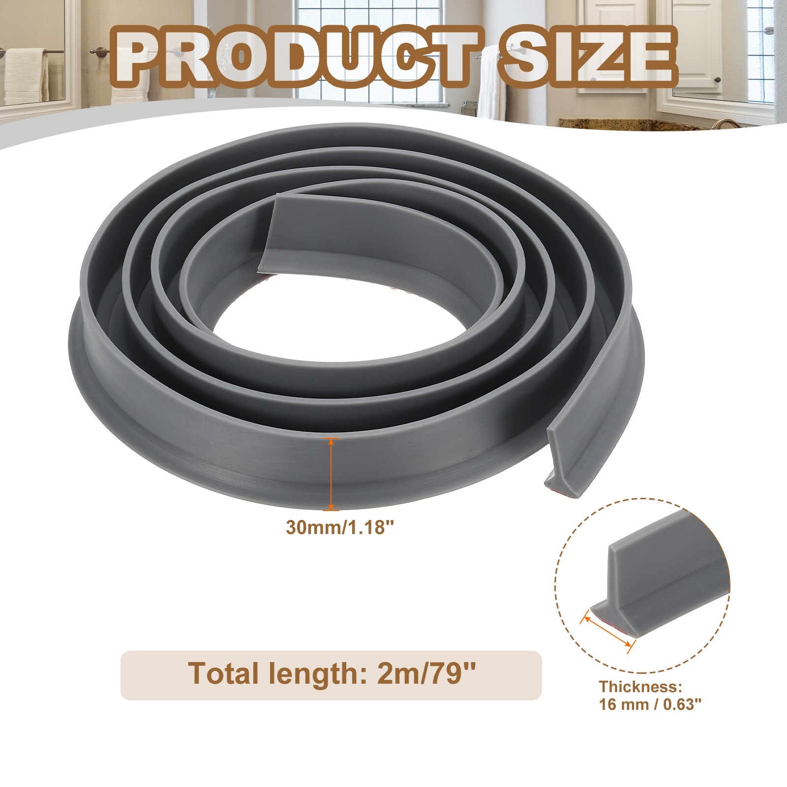 Collapsible Shower Threshold Water Dam Guard, Shower Stopper Barrier Self Adhesive Sink Splash Guards