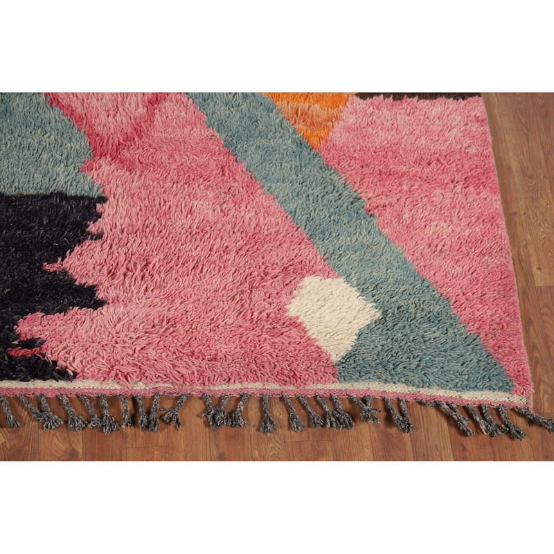 Abstract Plush Moroccan Oriental Area Rug Hand-Knotted Wool Carpet - 8'0" x 10'8"