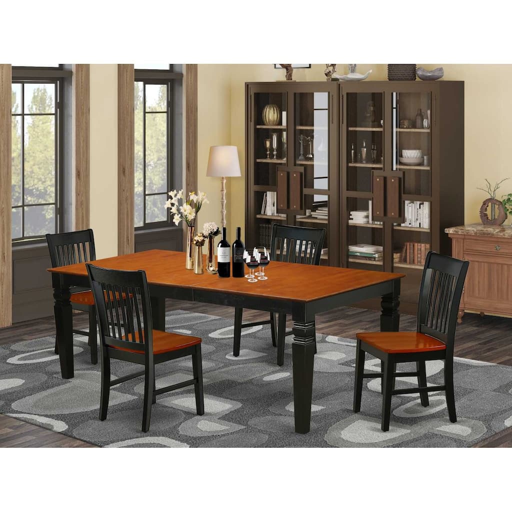 Renaissance Dining Set - 5Pc Rectangular Table & 4 Chairs - 66/84" Extendable