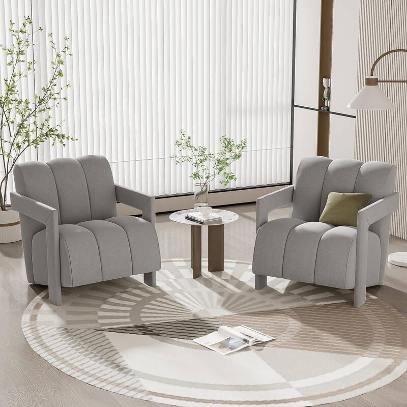 Minimalist Polyester Armchairs (Set of 2) - Gray