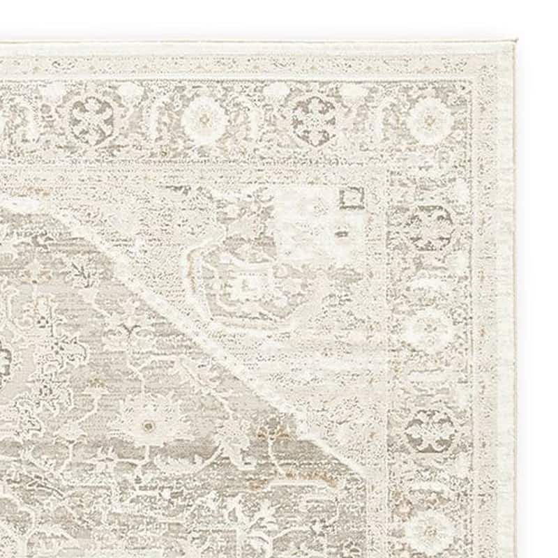 Wei 8 x 10 Large Area Rug, Persian Inspired Medallion Motif, Ivory Beige - 8 x 10