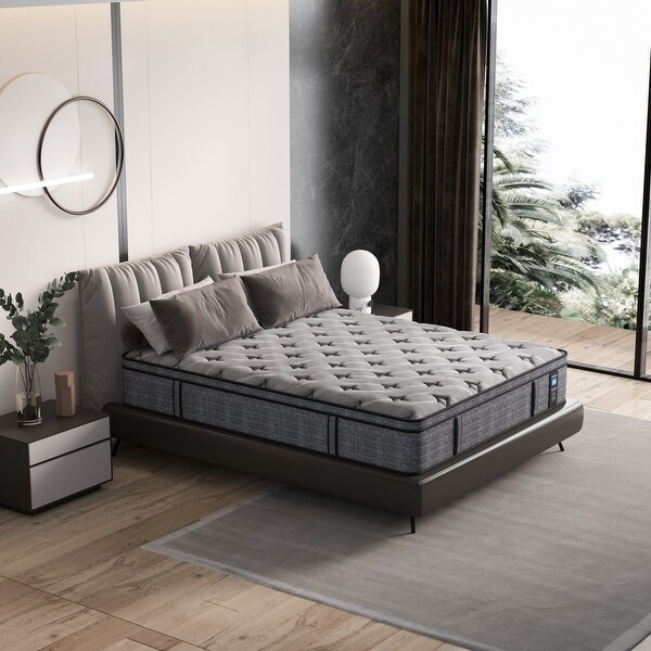 Queen Size Mattress in A Box 14 Hybrid Memory Foam Innerspring Mattress Firm Queen Mattress for Ultimate Comfort Grey