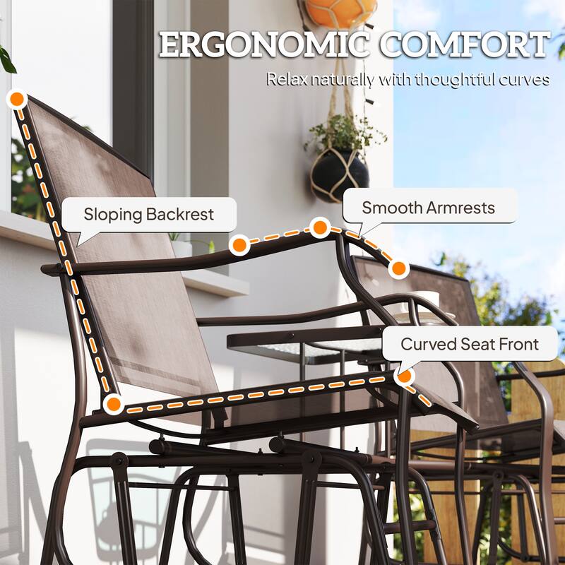 Outsunny 3-pc. Outdoor Sling Fabric Gliding Rocker Chairs w/ Table