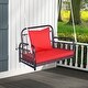 preview thumbnail 2 of 5, Patio Rattan Porch Swing Hammock Chair with Seat Cushion-Red - 31.5" x 25.5" x 23"