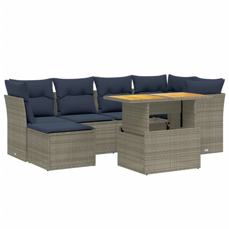 vidaXL Patio Sofa Set with Cushions Outdoor Furniture 6 Piece Poly Rattan - 21.7 x 24.4 x 27.2
