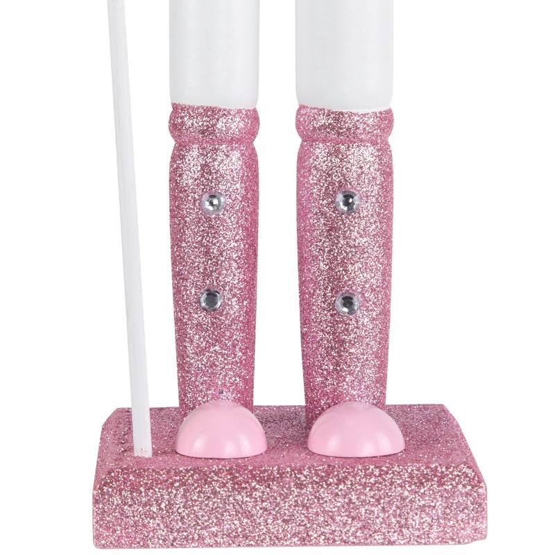 Jeweled and Glittered Nutcracker King Christmas Figure - 15" - Pink and White