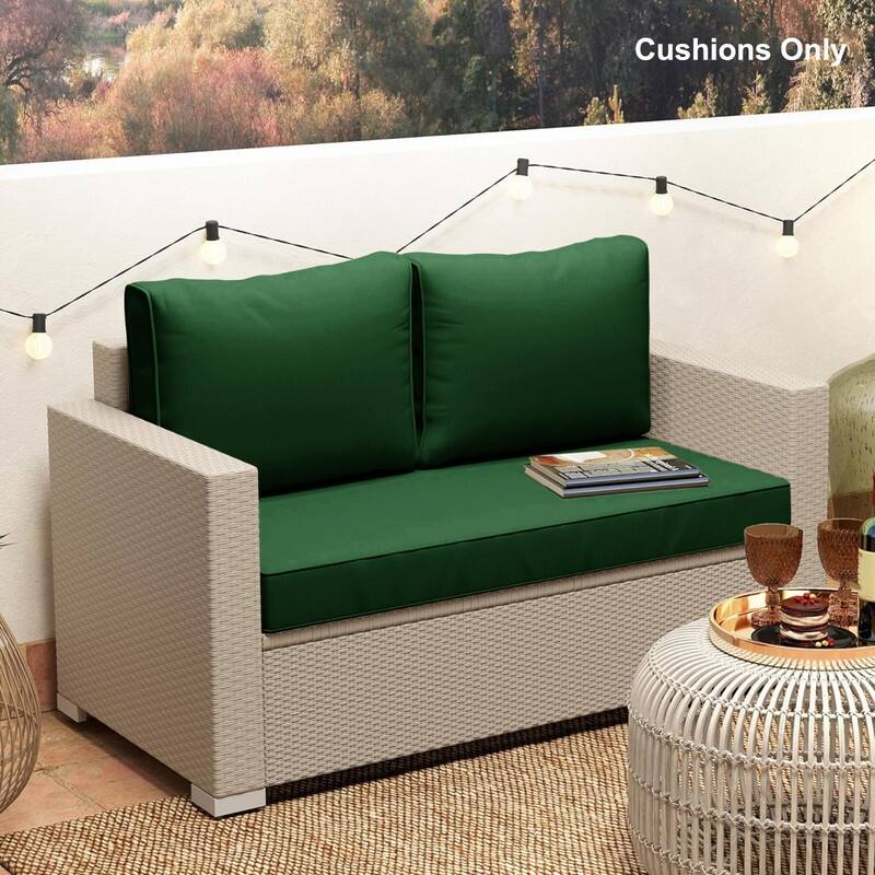 Outdoor Loveseat Cushion Set (Set of 1 Seats,48x24in, 2 Backs,24x18in )