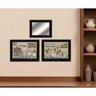 HomeRoots Set Of Three Farmhouse Kitchen Black Framed Kitchen Wall Art ...