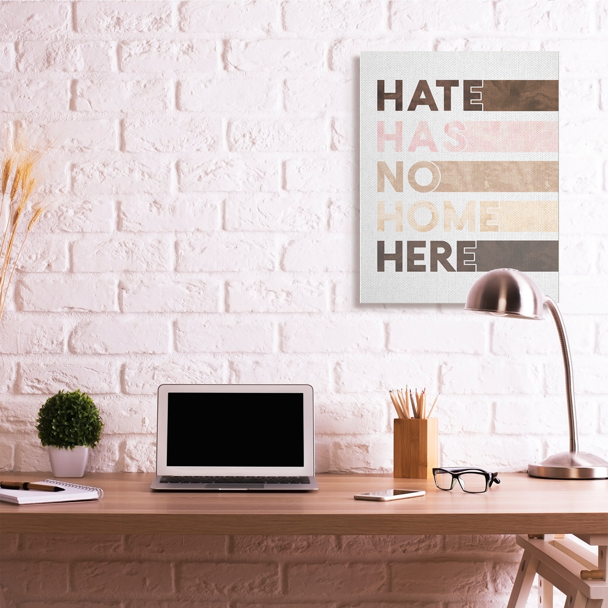 Stupell Motivational Hate Has No Home Phrase for Inclusivity Decor-image