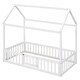 preview thumbnail 5 of 58, Wood House Bed with Fence and Door White - Twin