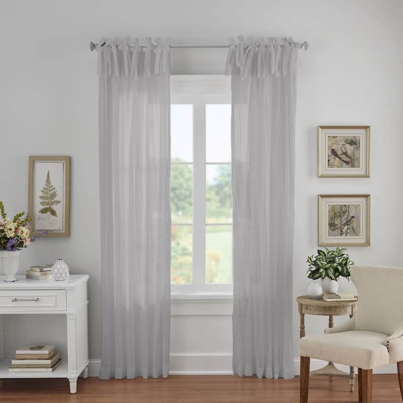 Elrene Jolie Tie-top Curtain Panel - 52" W X 108" L - Grey