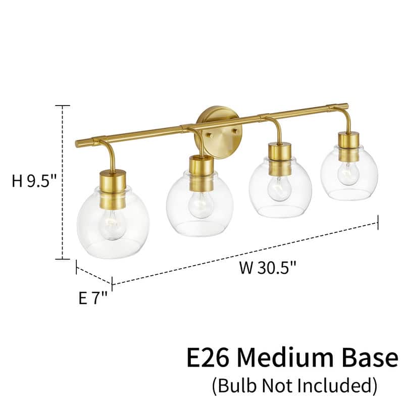 KAWOTI Dimmable Bathroom Vanity Light with Clear Glass Shades