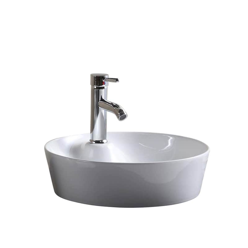 Fine Fixtures White Vitreous China Round Modern Vessel Bathroom Sink