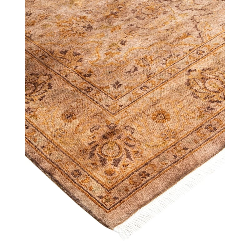 Overton Hand Knotted Wool Vintage Inspired Modern Contemporary Overdyed Beige Area Rug - 4' 2" x 6' 5"