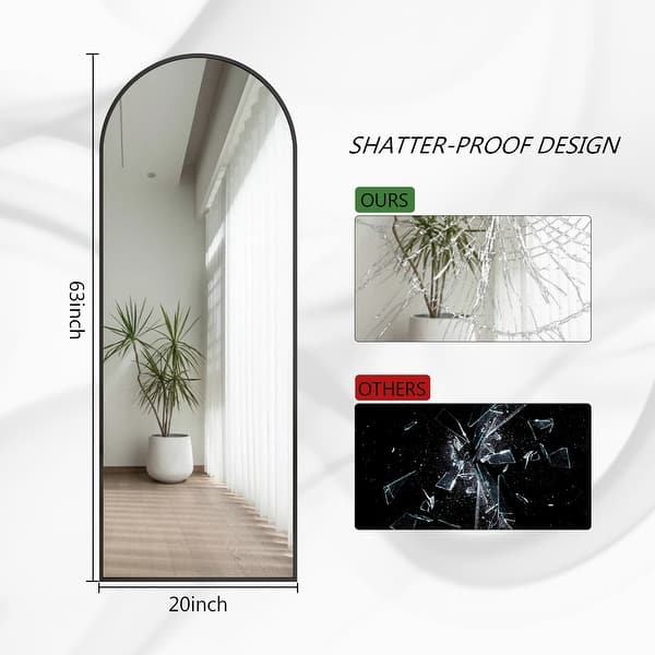 dimension image slide 0 of 3, Arched Wall Mounted Full Length Mirror Large Standing Mirror
