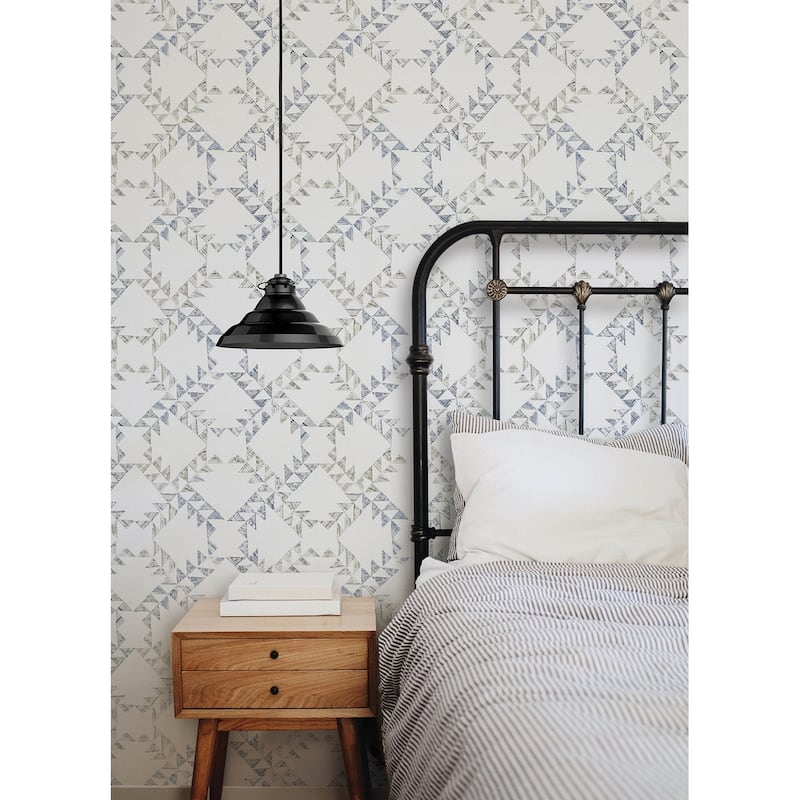 Scrap Quilt Denim Wallpaper