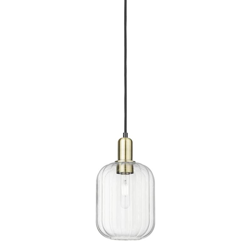 Innovations Lighting 716-1P-13-7 Preston Pendant Preston 7" Wide Mini - Black Antique Brass / Clear