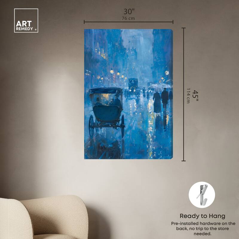 Art Remedy London Nights Gallery Wrapped Impressionism 1 Piece Canvas Wall Art /Monet And Van Gogh Inspired Art