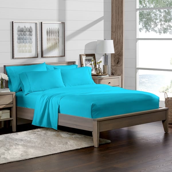 2-Pack Aqua Blue Soft and Comfy Twin Extra Long Micro Fiber 2 Twin XL Aqua Blue Fitted Bed Sheets 39 x 80 Great for Dorm Room 15 Deep Pocket Hospital and Split King Dual Adjustable Beds