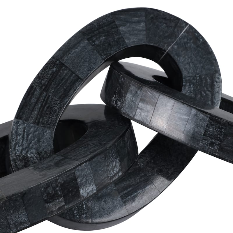 Resin Modern Chain Link Decorative Object Sculpture - 15" Black - 15" x 5" x 1"