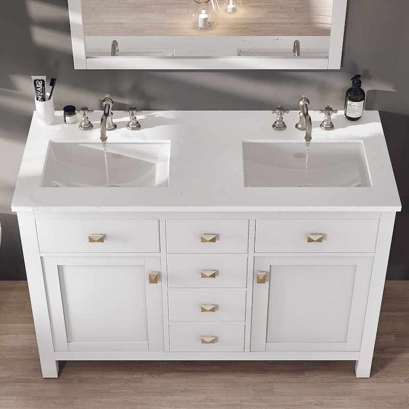 Totti Artemis 48" White DS Bath Vanity with Engineered countertop - 48