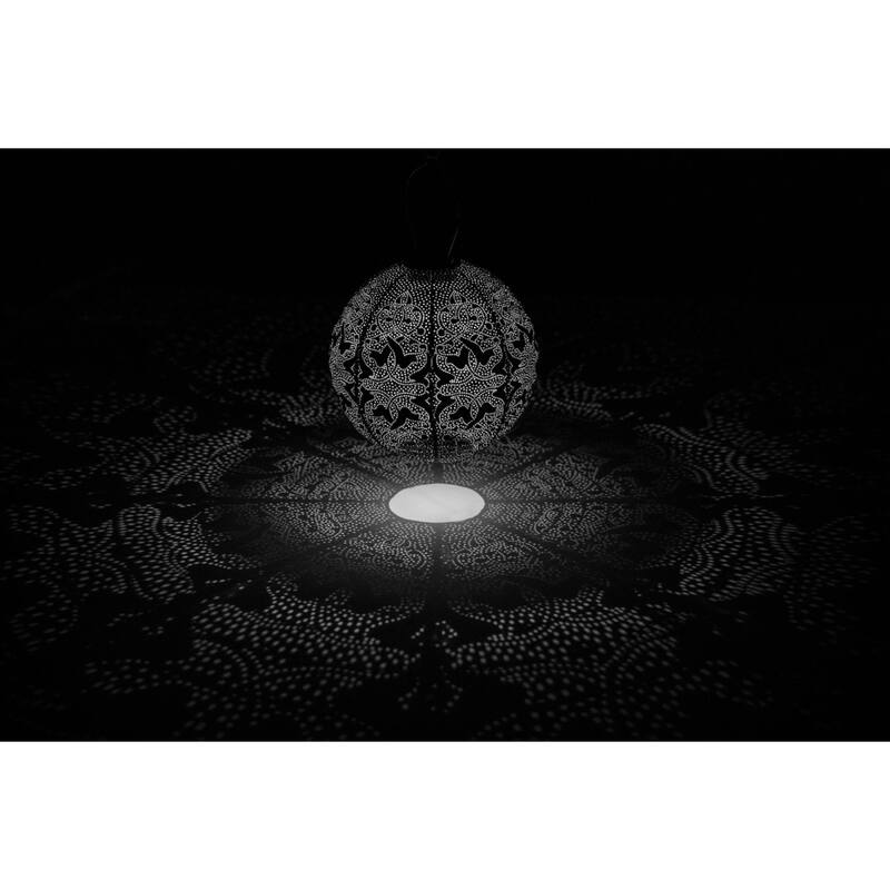 Round LED Lighted Bazaar Lantern - 17.5" - Taupe Brown