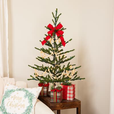 Alpine Coral Artificial Christmas Tree with Metal Base - 3' - Clear Lights