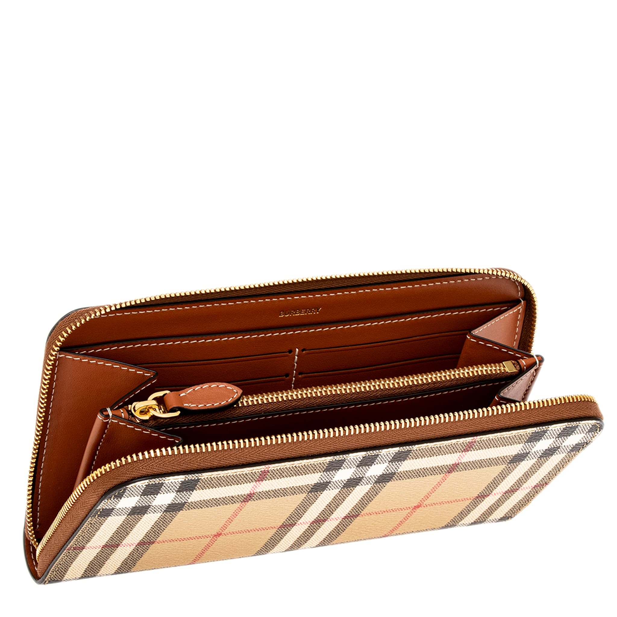 Burberry Check Zip Wallet - Overstock - 42810275