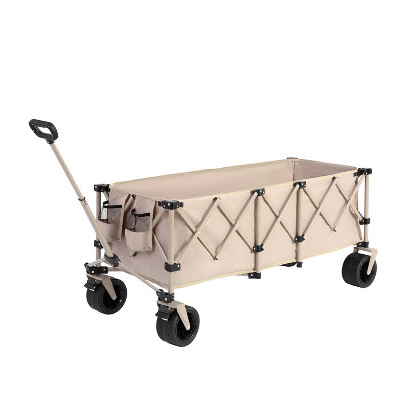Foldable Wagon with All-Terrain Wheels & Drink Holders, 220lb Capacity