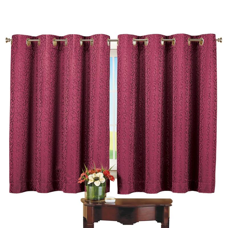 Insulated Scroll Pattern Short Curtain Panel