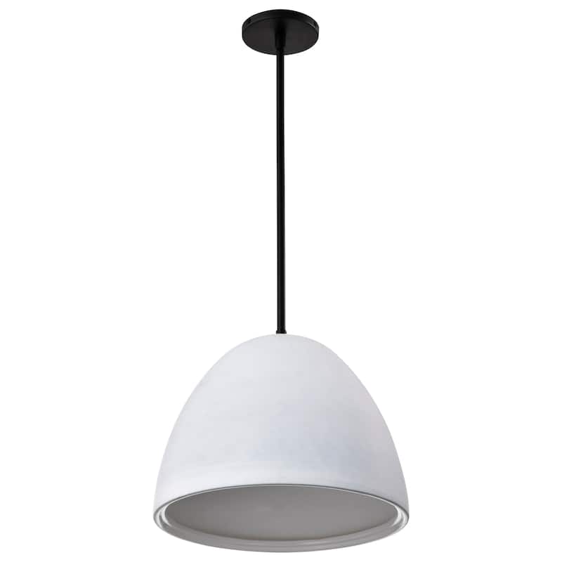 Collins 14 Inch Pendant with White Ceramic - Matte Black