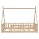 preview thumbnail 6 of 5, Twin Size Tent-shaped Floor Bed with Guardrails and Slats,Kid's Bed