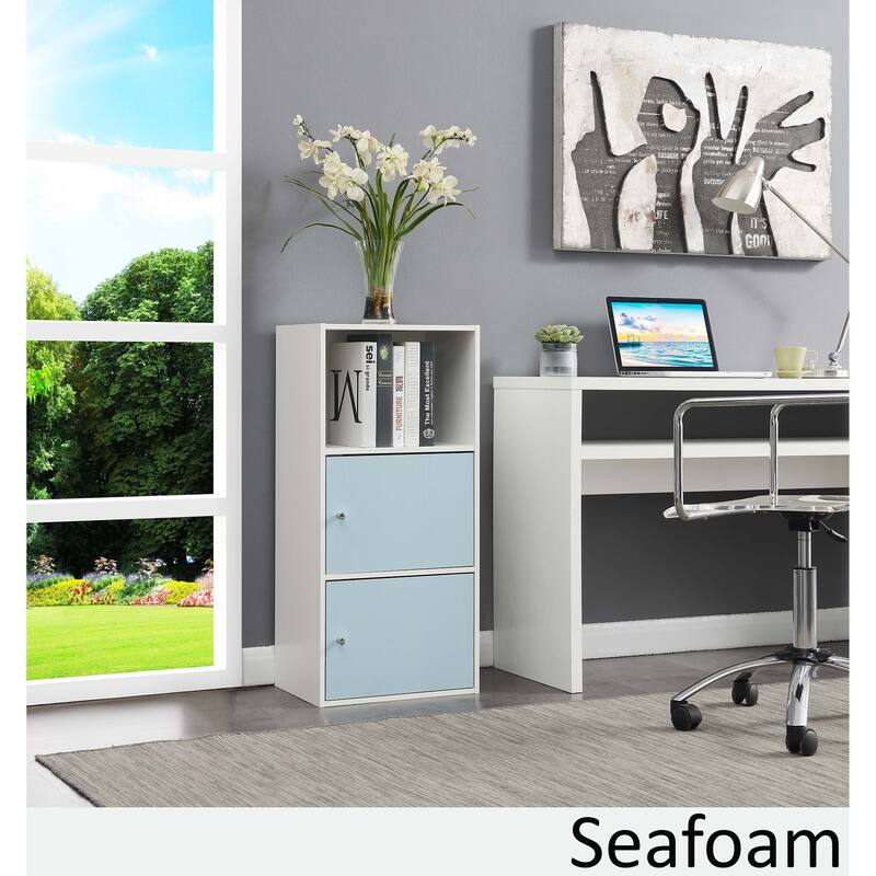 Convenience Concepts Xtra Storage 2 Door Cabinet with Shelf - White / Seafoam