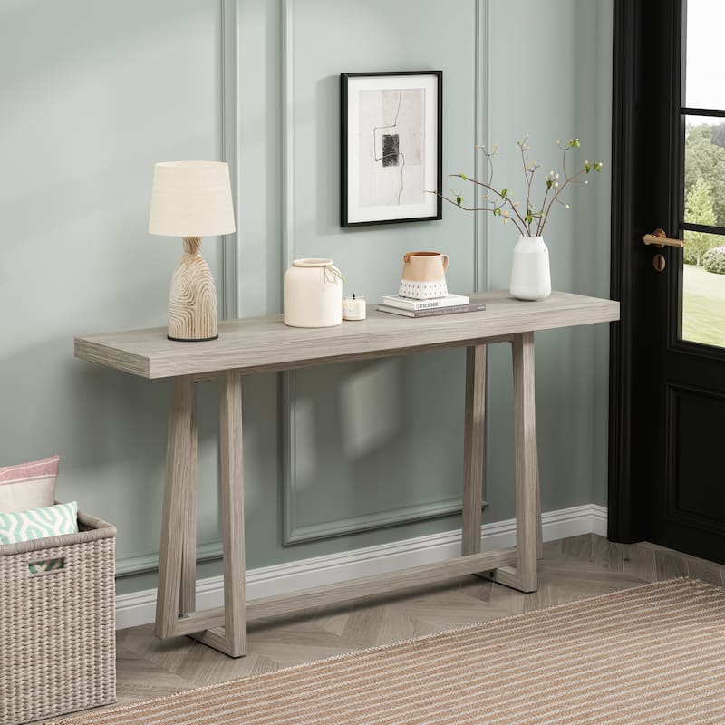 GDFStudio Theryn Magnesium Oxide Console Table with Wood Grain Design and Versatile Use
