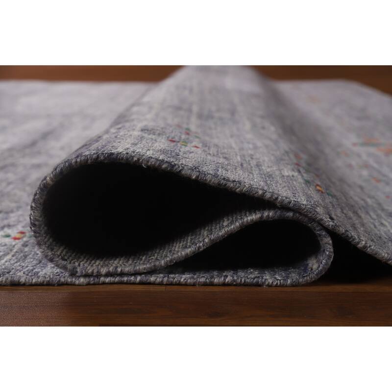 Hand Knotted Oriental 100% Wool Carpet Tribal Tribal Navy Blue & Blues Gabbeh Area Rug - 12' 1'' X 9' 1''