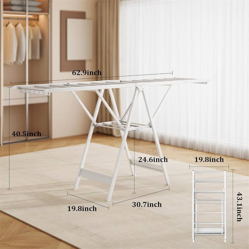Clothes Drying Rack,63 Inches Foldable Aviation Aluminum Alloy Drying Rack,