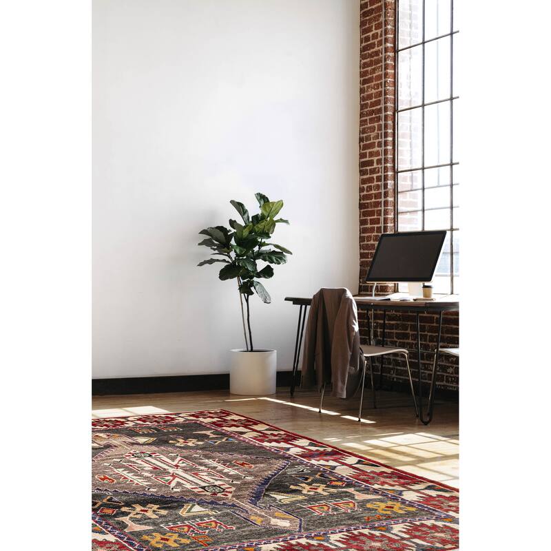 ECARPETGALLERY Hand-knotted Melis Vintage Dark Grey Wool Rug - 5'0 x 7'1