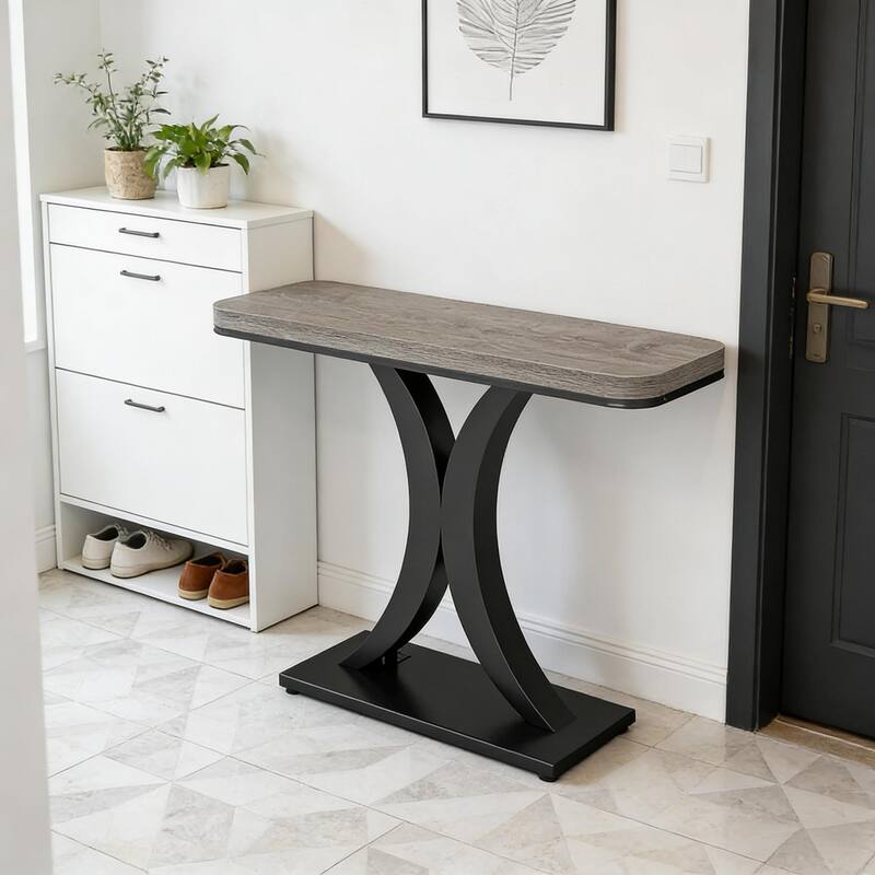 Compact Console Table,Modern Industrial Style Entryway Foyer Table,Sturdy Sofa Table