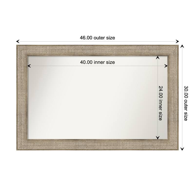 Trellis Silver Framed Non-Beveled Custom Wall Mirror, Bathroom Vanity Mirror - Outer Size: 46 x 30