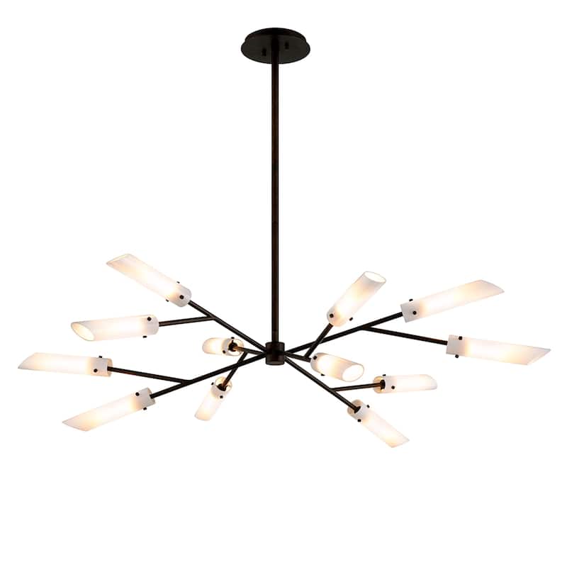 High Line Dark Bronze Chandelier with Opal White Glass