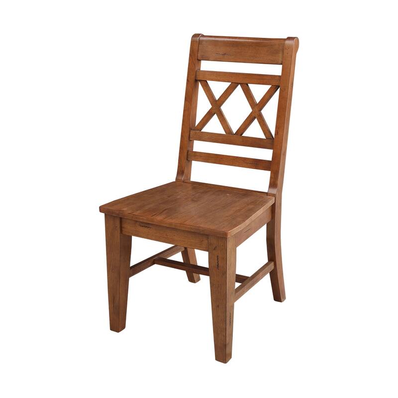 Solid Wood Double X-Back Dining Chairs, Set of 2