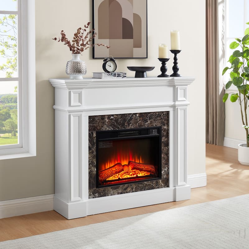 GDFStudio - Hearthstone Traditional Storage Electric Fireplace with Mantel and Realistic LED Flame