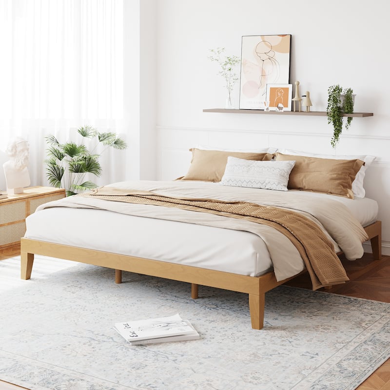 12" Wood Platform Bed Frame - California King, No Box Spring, Easy Assembly​